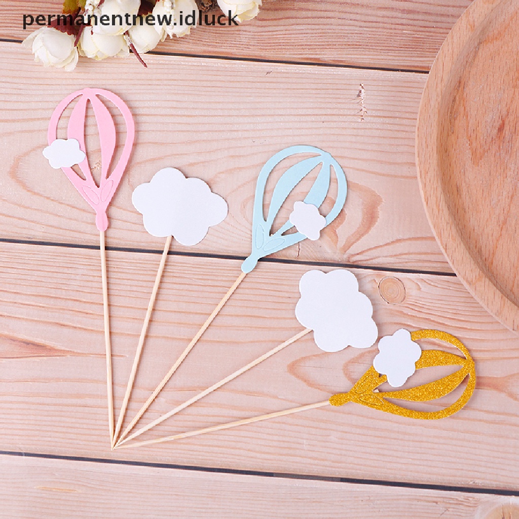 20 Pcs Topper Kue Bentuk Balon Udara Awan Putih Untuk Pesta