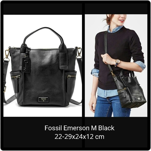 Fossil Emerson Medium Black . Bags_Branded / Tas Fossil Original