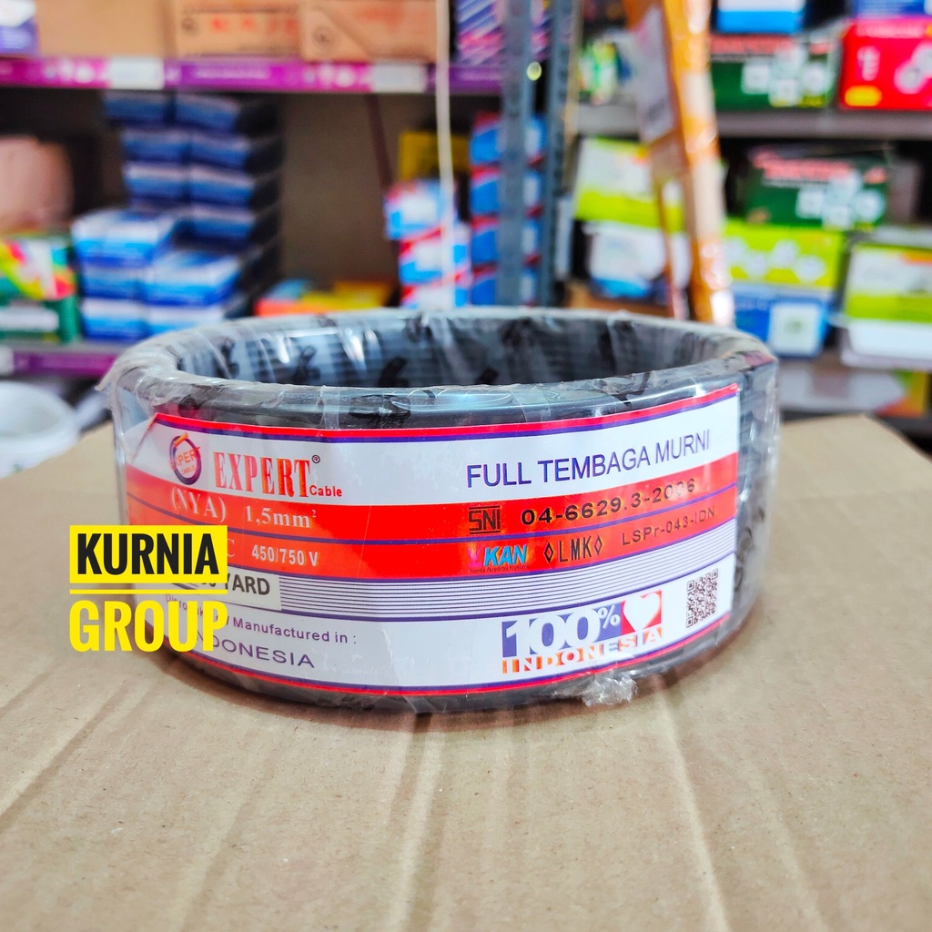 Kabel NYA 1.5mm 50Y SNI Full Tembaga Murni Kawat Tunggal Kbl Pemasangan Instalasi Listrik PLN Rumah Cable Engkel Per Roll 50 Yard isi Panjang 45m Sudah SNI LMK