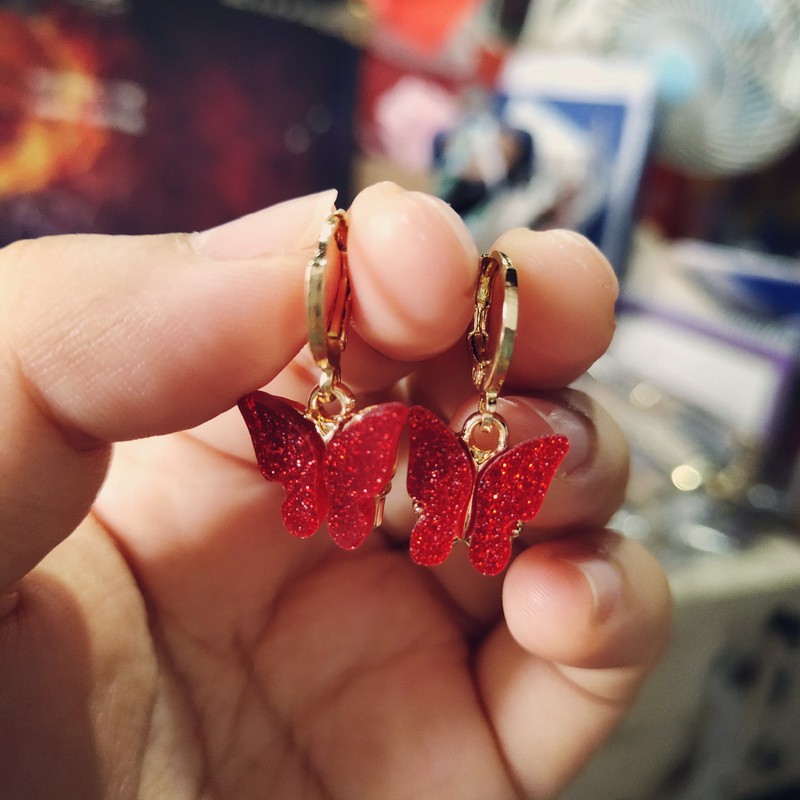 Set Anting Kait Gantungkalung Rantai Liontin Kupukupu Bahan Alloyakrilik Untuk Wanita