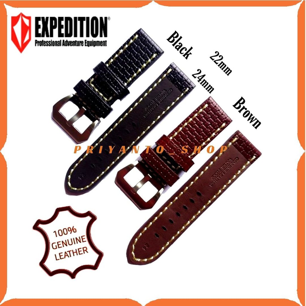 Tali Jam Tangan Kulit Asli Expedition 22mm 24mm Waterproof