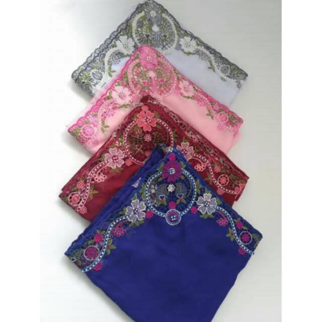 Jilbab Bordir Bahan Katun Paris
