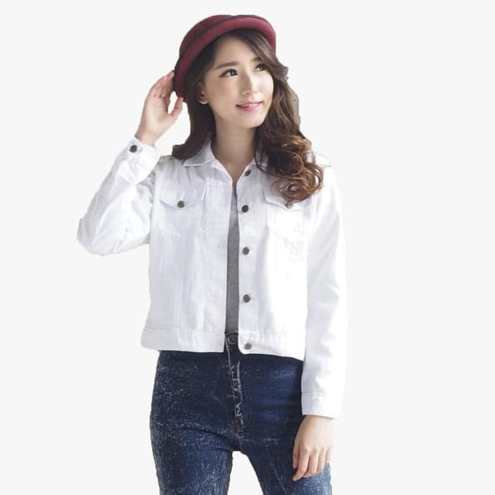 WITNEY JAKET JEANS PUTIH WANITA // JAKET CROPTY JEANS WARNA