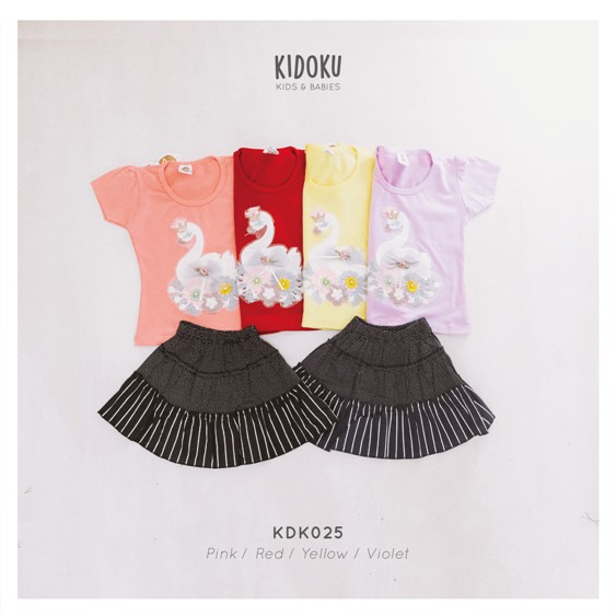 Setelan Rok Baju Anak Perempuan Set Rok Bayi Cewek SetRok Anak Balita Setelan Kaos dan Rok KDK 025