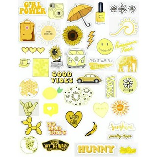 Jual sticker Tumblr Sticker Pack aesthetic Sticker Yellow kuning