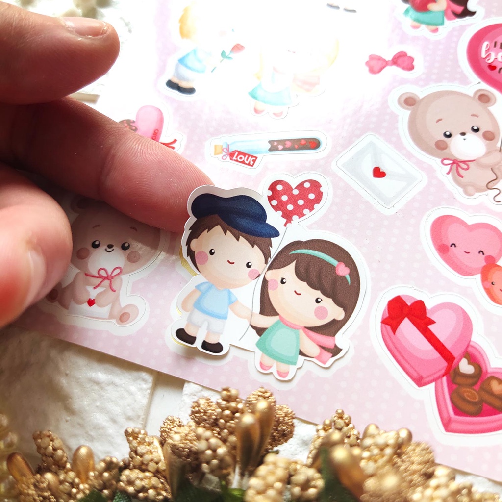 

STICKER / STIKER LUCU CUTE VALDAY LOVE COUPLE JOURNAL VALENTINE untuk Notebook, Planner READY STOK