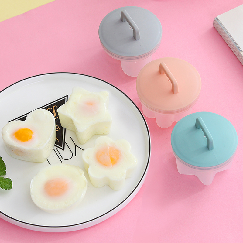 5pcs / Set Cetakan Telur / Cokelat / Pudding / Pancake Bentuk Bintang / Hati / Bunga Dengan Tutup Untuk Anak