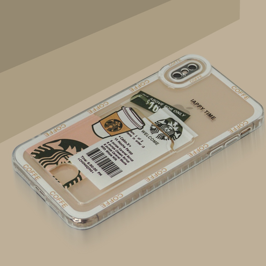 New Transparant Case Motif Card Slot Holder Soft Case Premium Full Lens Cover Iphone 13 6.1
