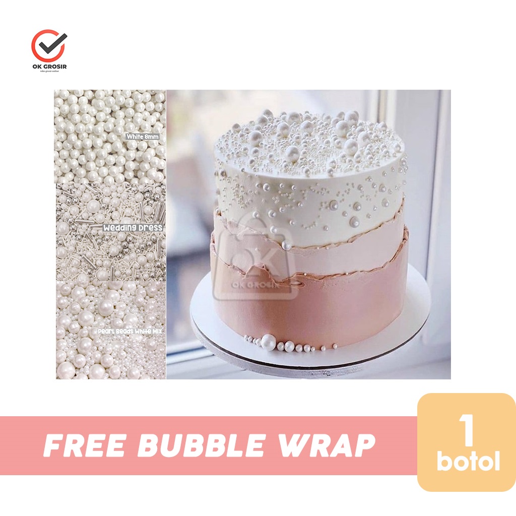 

Sprinkle Edible White Pearl / Topping Confetti / Dekorasi Kue Tart (1 pcs)