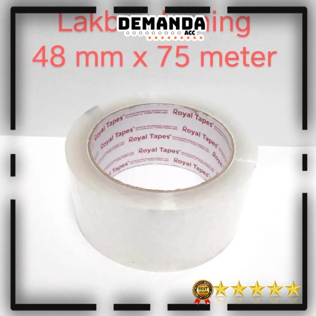 Lakban isolasi bening dan coklat 48 mm x 75 meter merk Royal Tapes