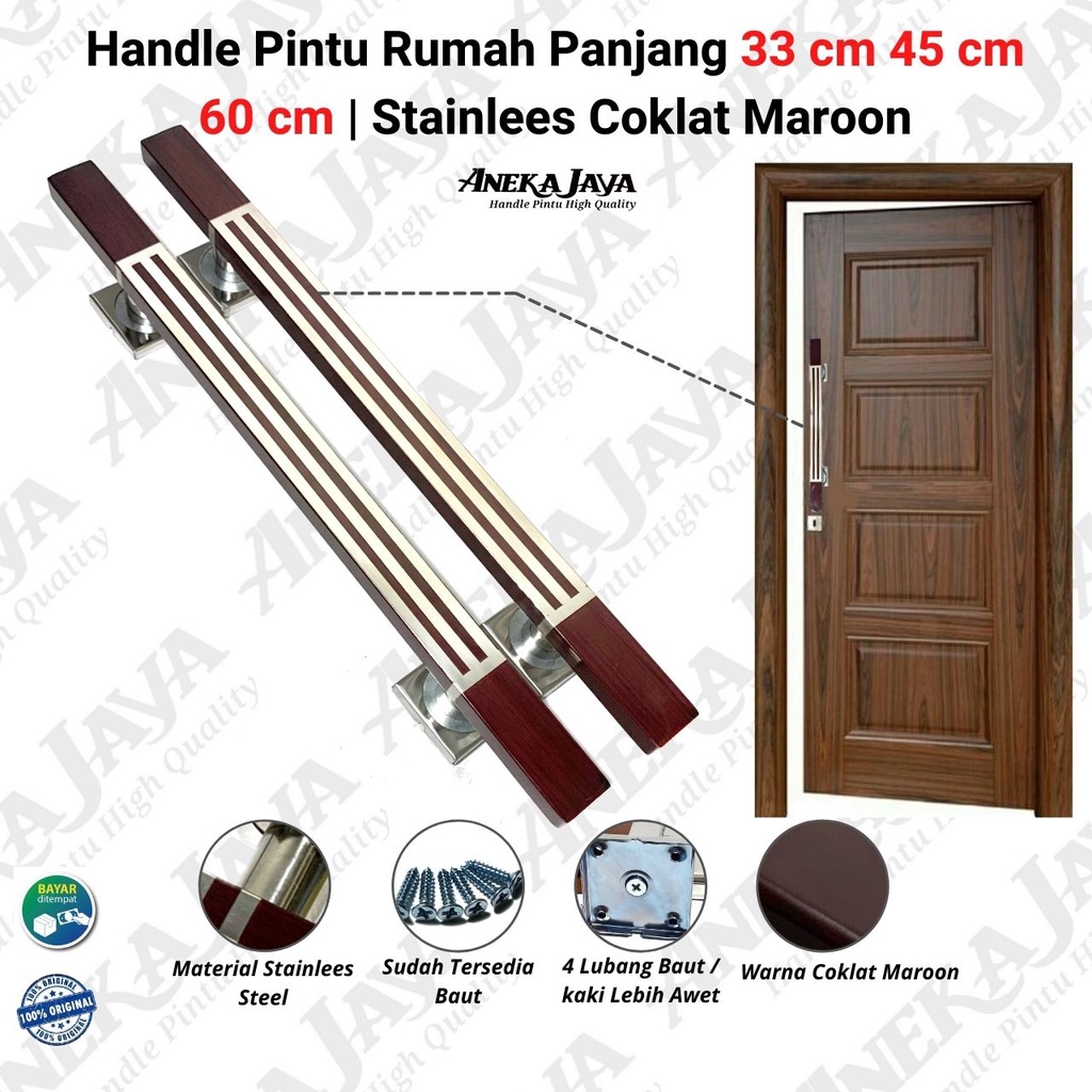 handle pintu rumah 1 set kunci panjang 33 cm 45 cm 60 cm / Gagang pintu rumah / Tarikan pintu rumah / Pegangan pintu rumah stainlees terbaru murah