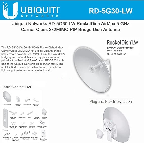 UBiQUiTi Rocket Dish 30 dbi 5,8 Ghz RD-5G30 LW ( Light Weight )