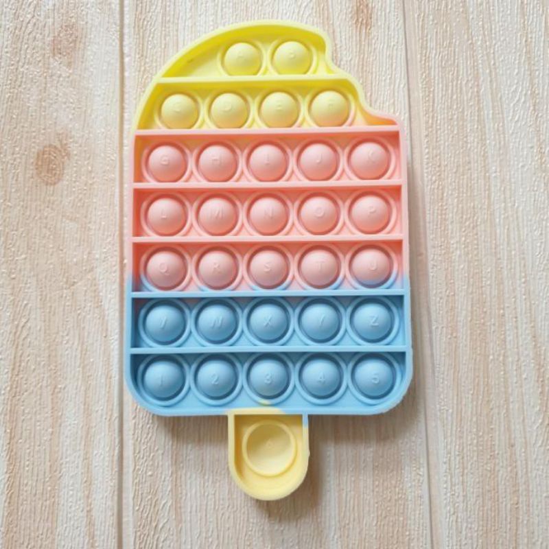 [Himart]Mainan Squishy Bubble Pop It Bahan Silikon Warna Pelangi Untuk Penghilang Stress-Ice cream pastel