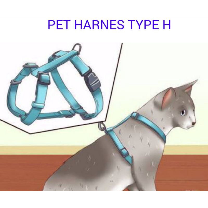 Pet Harnes Type H / Tali tuntun, harnes kucing dan anjing kecil