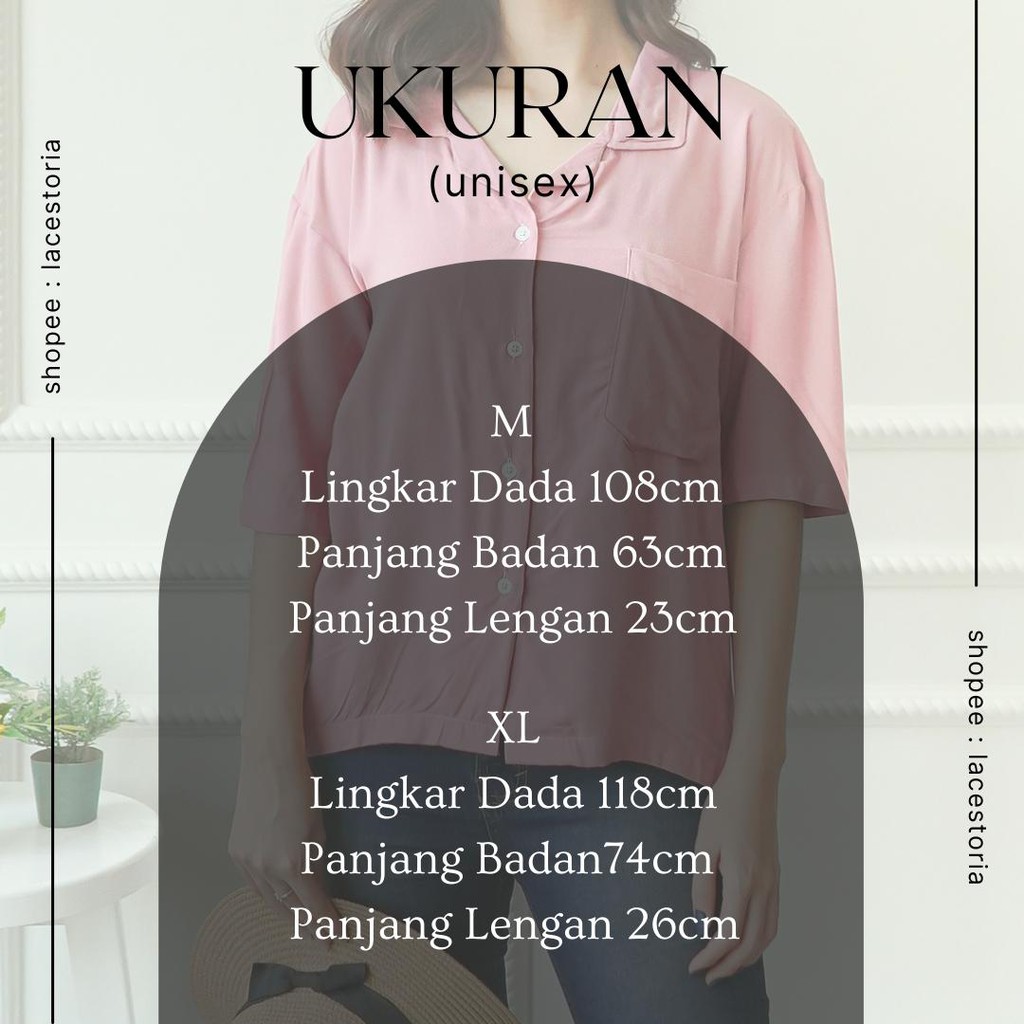 BOWLING - Oversized Shirt Hawai Kemeja Pantai Basic Polos Ukuran Besar Kancing Rayon Unisex-3