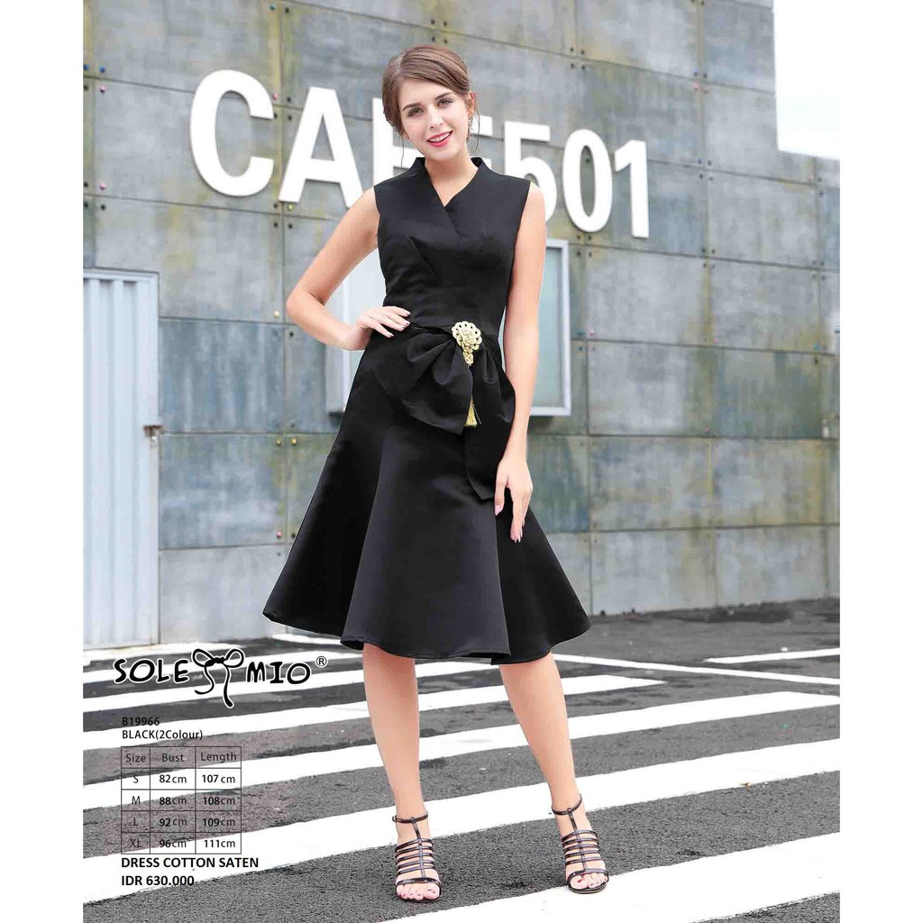 READY.. DRESS PESTA PARTY COTTON SATEN MEWAH ELEGANT BRANDED IMPORT SOLEMIO B19966