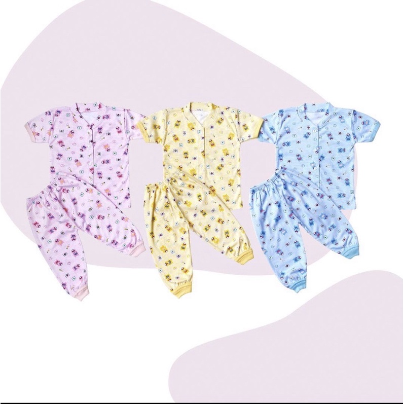 Setelan Bayi Baju Pendek Celana Panjang Motif Kualitas SNI/ perlengkapan bayi melahirkan/Setelan baju bayi motif murah