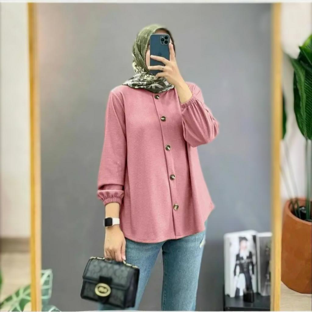 BLOUSE NAGITA BLOUSE CRINKLE AIRFLOW TERBARU 2023 KEKINIAN MOTIP POLOS LENGAN PANJANG UKURAN JUMBO SIZE S M L XL XXL XXXL 5XL LD 140