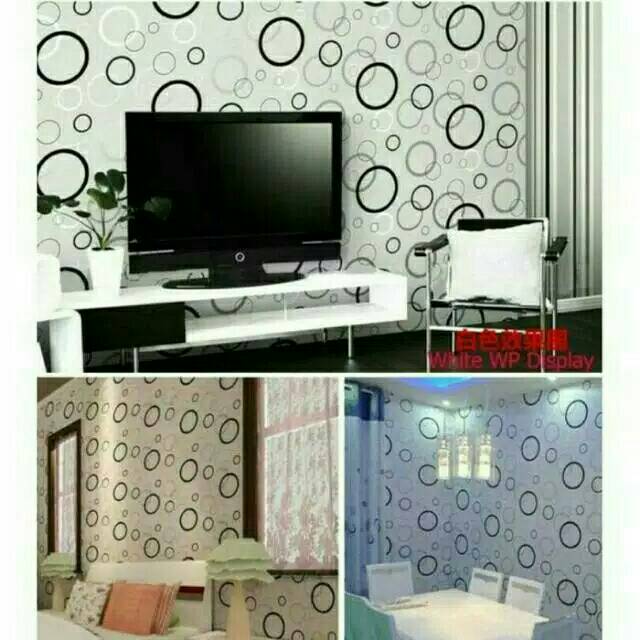 Wallpaper Sticker WWP-1101 / Walpaper Bubble Black &amp; Silver 3 Dimensi