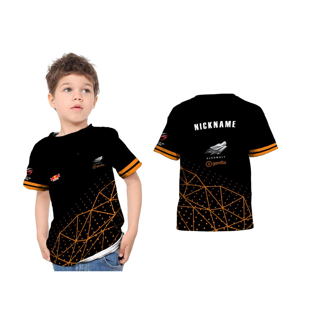 Kaos Jersey Anak  Aerowolf Genflix 2020 Gaming Esport Fullprint Sublime Premium