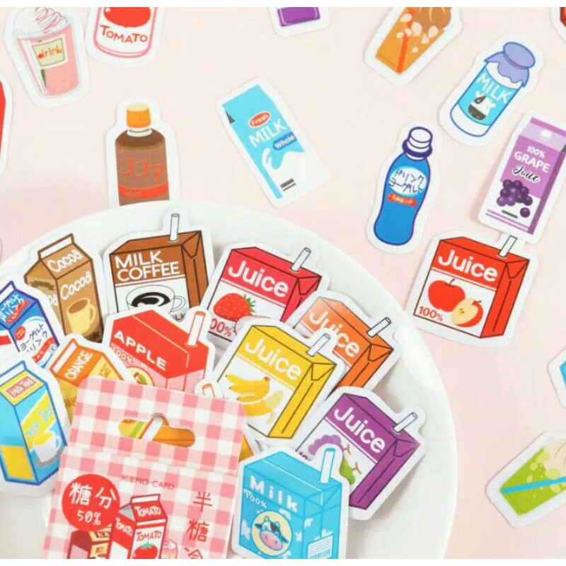 

45pcs aesthetic stiker box minuman dingin lucu utk dekorasi scrapbook/album