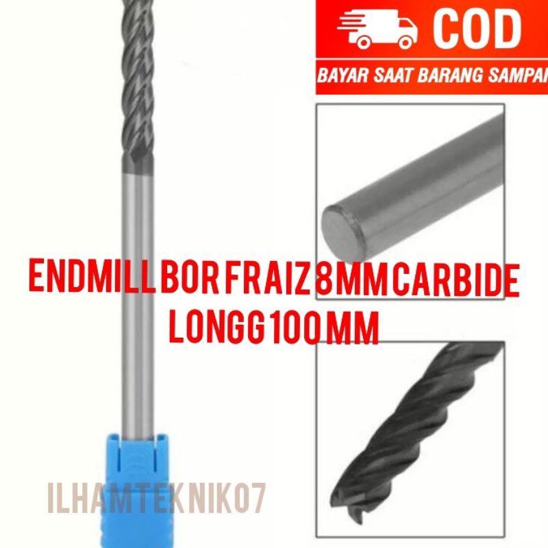 endmill long endmill Carbide borfrais mata Milling 8mm long 100mm mata porting
