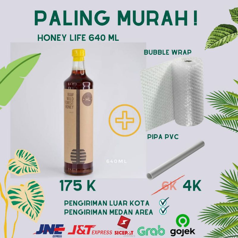 

Madu Honey Life 650 ml + Packingan Bubble + Paralon