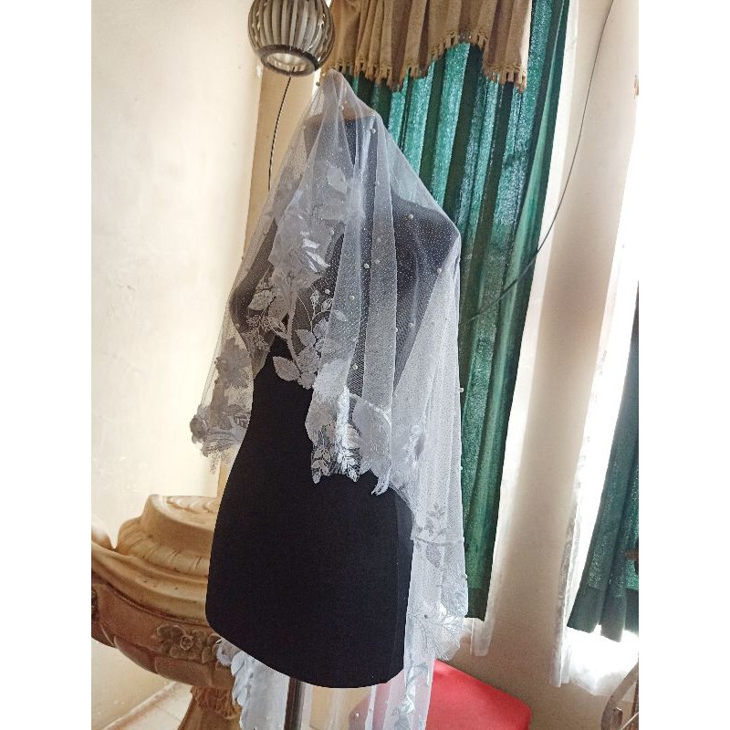 veil brukat / veil tille / veil pengantin / kerudung pengantin