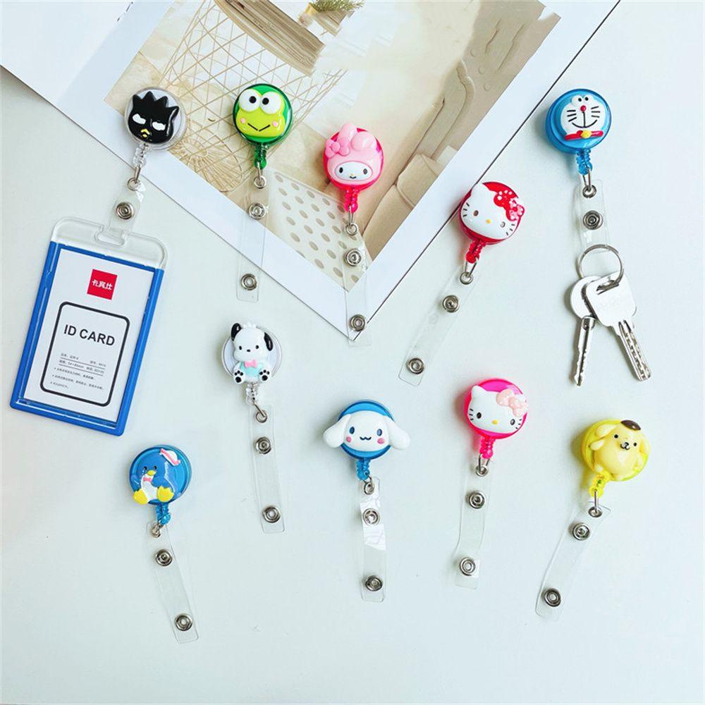 Mxbeauty Retractable Badge Reel My Melody Kawaii Chest Card Kuromi Kartu Kerja Klip Kartu Siswa Perawat Badge Holder