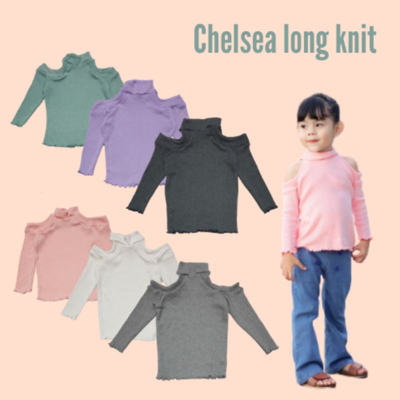 CHELSEA 2-4 tahun atasan long knit ruffle kaos anak perempuan