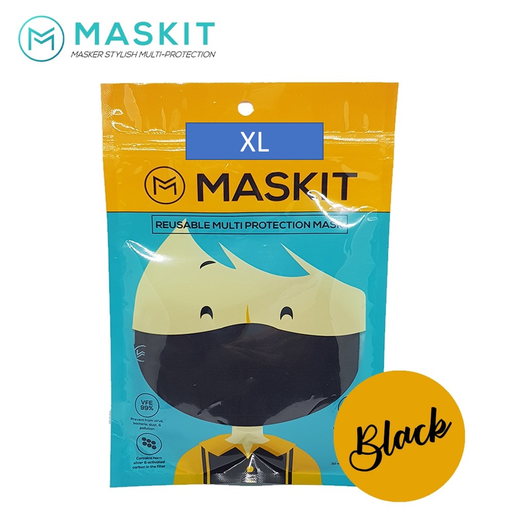 

Masker (XL) Kain 3PLY Hijab & Earloop MASKIT Reusable Anti Virus