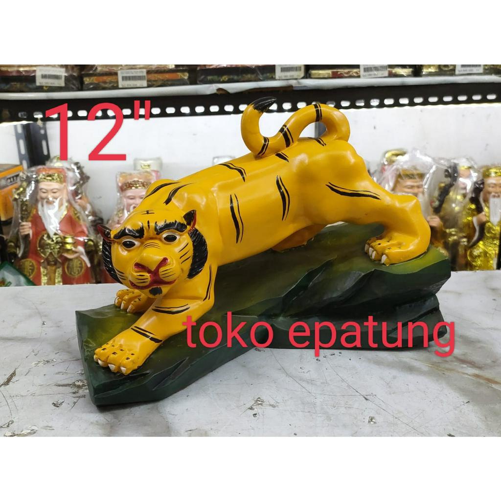 patung dewa harimau kuning - fiber - 12 inch - 03