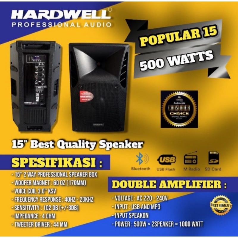 speaker aktif HARDWELL popular 15 pro original