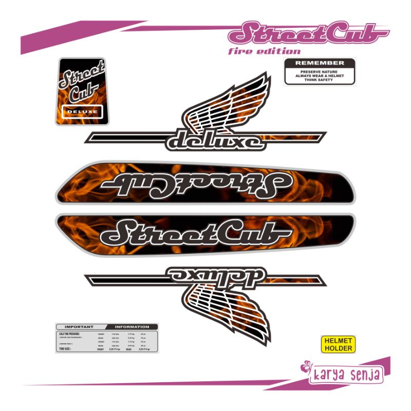 STIKER HONDA STREETCUB C70 FIRE