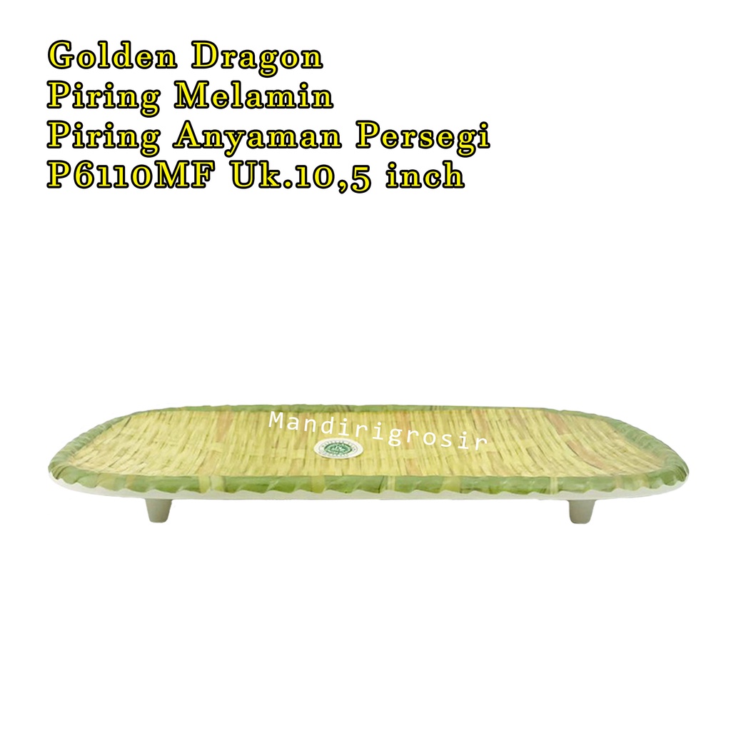 Golden Dragon * Piring Melamin * Piring Anyaman Persegi * P6110MF * 10,5 inch