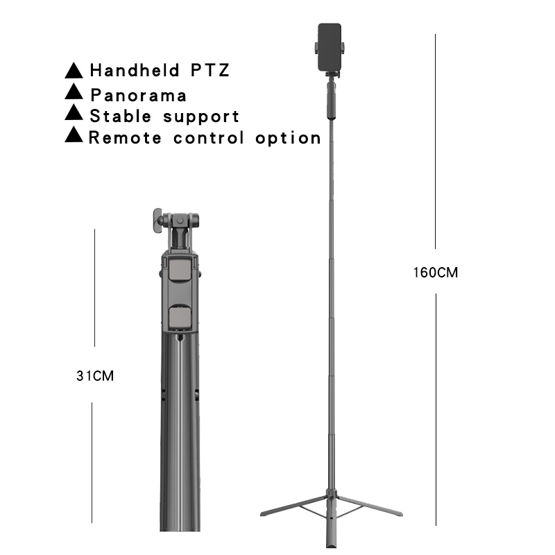MIXIO A61 Tongsis Bluetooth / Tripod Stabilizer Gimbal Selfie Stick - 80cm/160cm-160cm