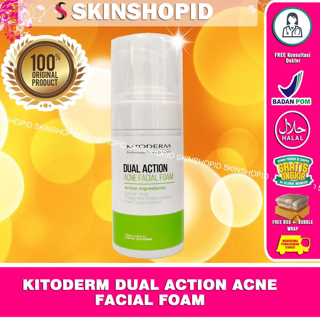Kitoderm Dual Action Acne Facial Foam Original / Sabun Wajah Berjerawat BPOM Aman