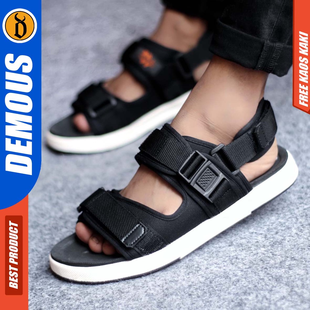 DEMOUS MOUNT MAZUMA Sandal Gunung Traveling Sendal Tali Stap Fashion Kasual Hitam Murah Kekinian