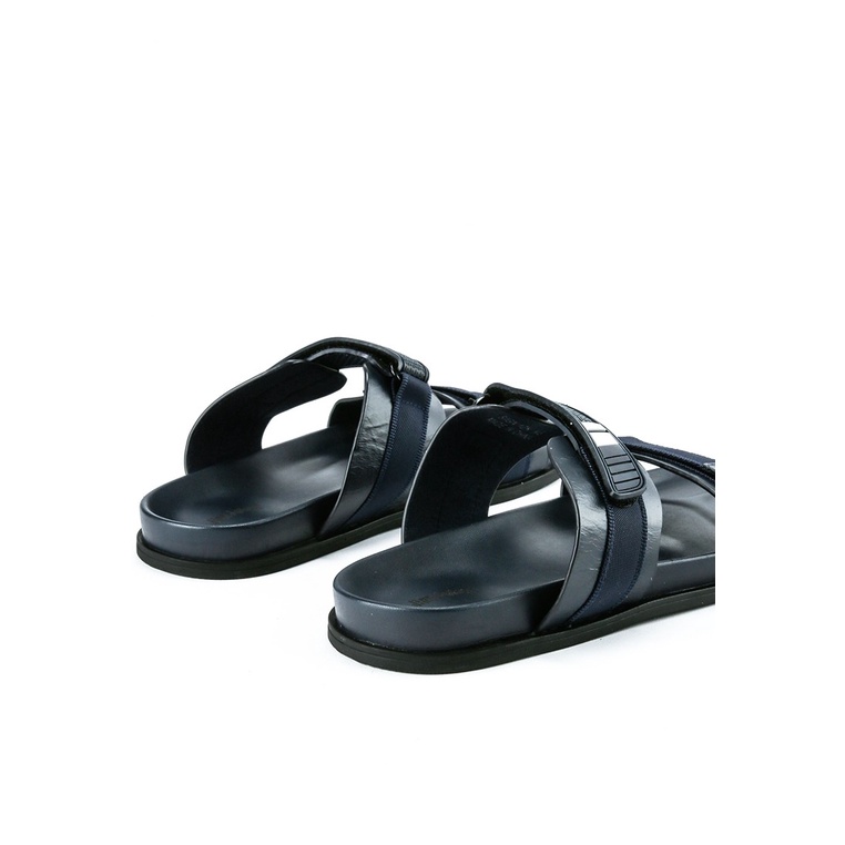 SANDAL CASUAL JIM JOKER PRIA ORIGINAL SLIDE KULIT BIRU NAVY JJ14