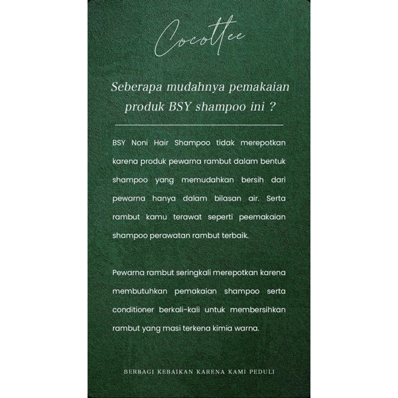 [BPOM] 1 pak Cocottee Bsy GoBlack / Shampoo semir mengkudu/ noni shampoo (BOX)