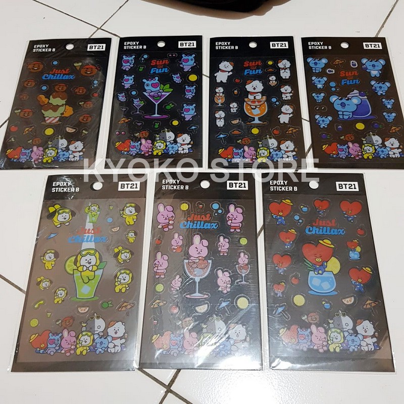 Sticker BTS BT21 Line Stiker Epoxy Transparan