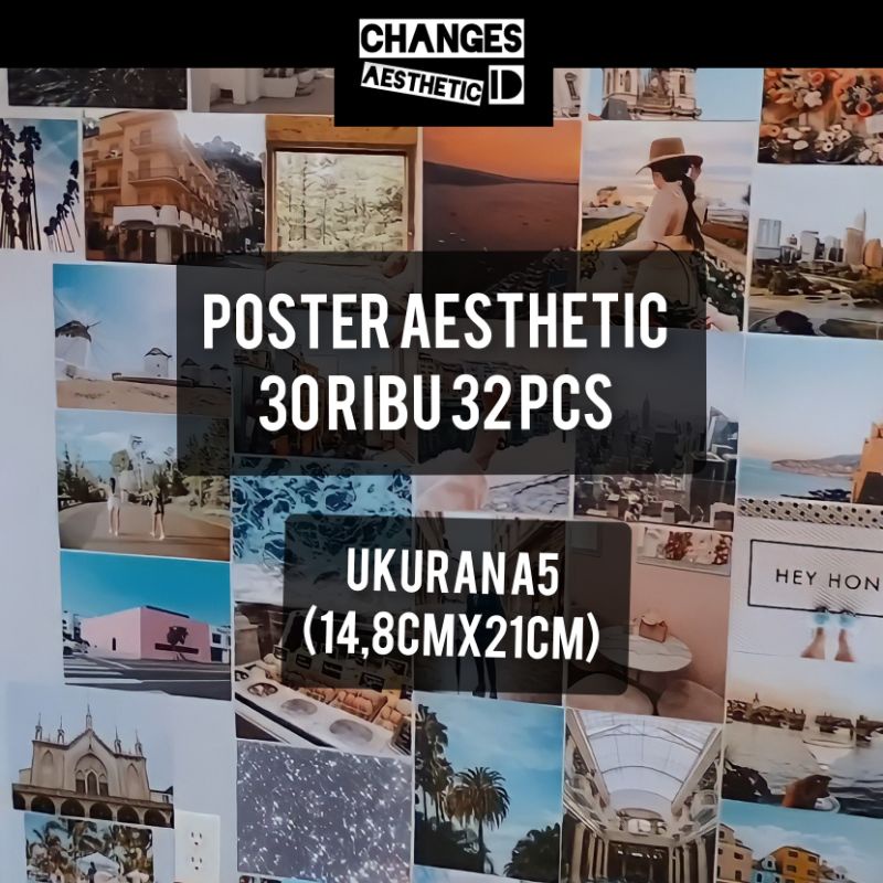 TERMURAH 32 PCS POSTER AESTHETIC || POSTER DINDING AESTHETIC || POSTER A5 ||  POSTER CASUAL || POSTE