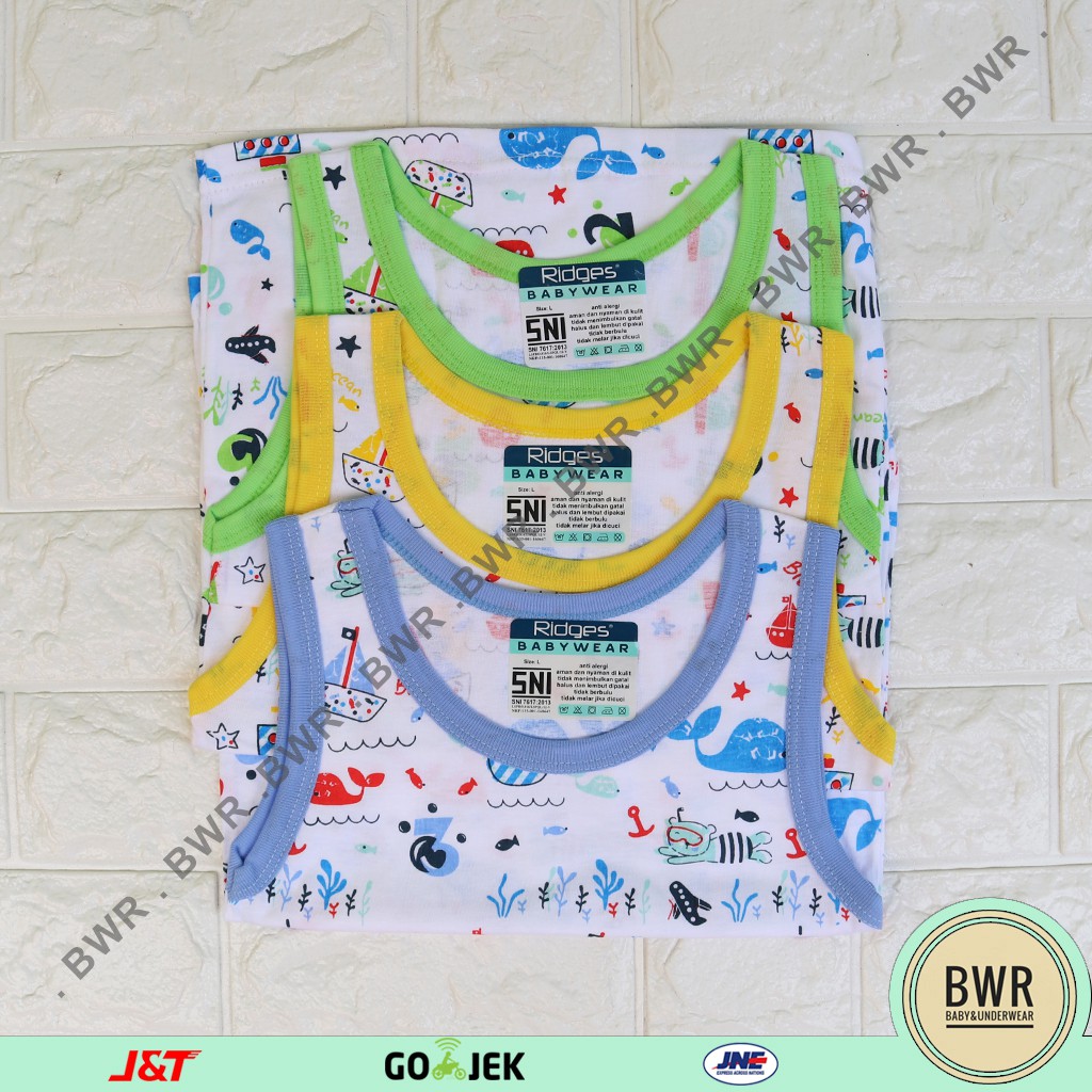 Singlet RIDGES Motif Tangtop Anak [ IV A5 - D5 ] Kaos Dalam Anak Kutung Sablon List Warna - Bwr