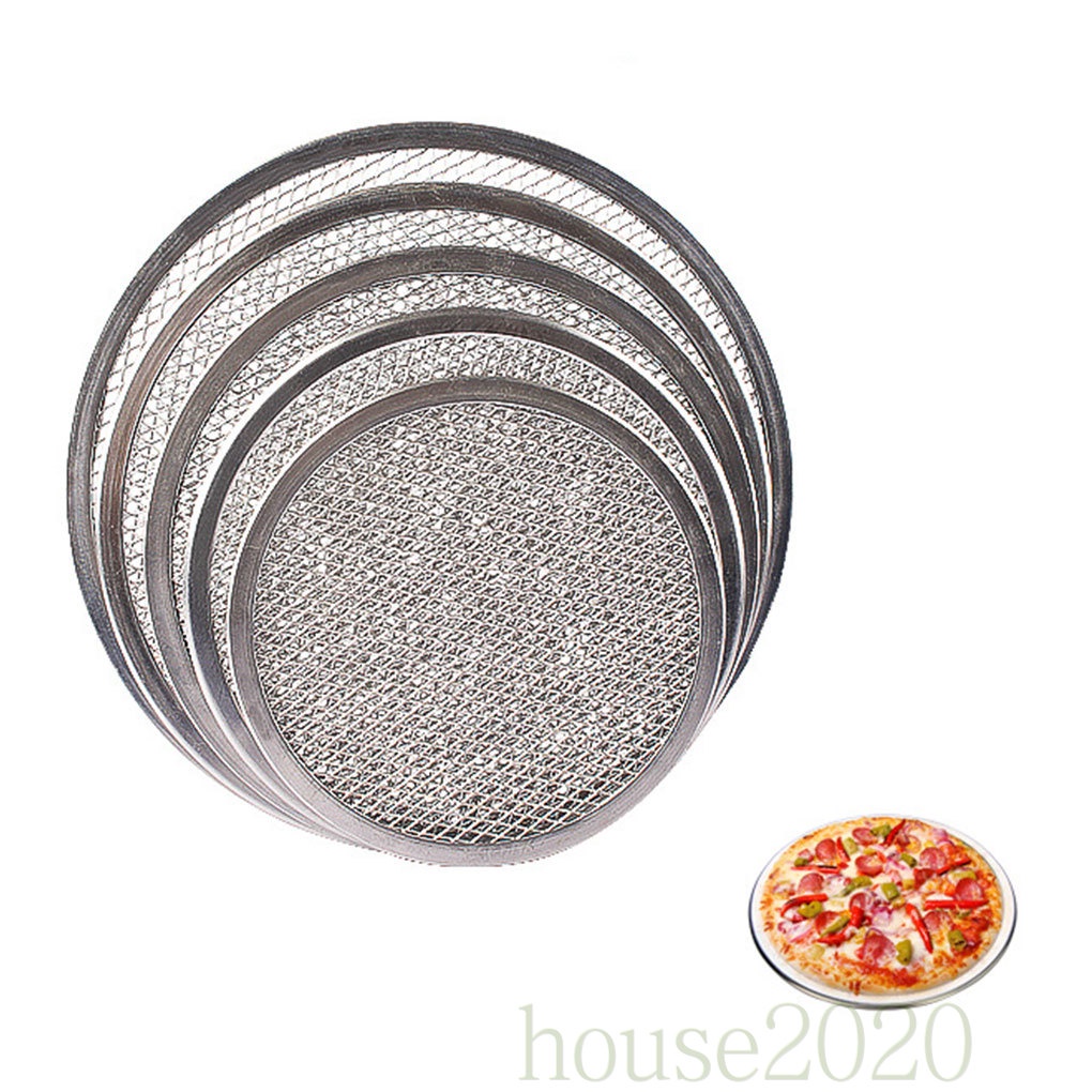 [HOUSE2020]Round Mesh Pizza Screen Baking Thin Crust Tray Mesh Aluminum Wire Pan Pizza Baking Tool, 7 inch