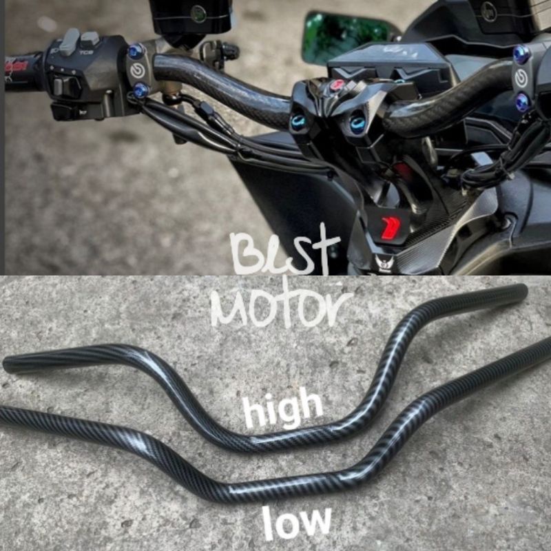 Stang Fatbar Carbon Low &amp; Standar Nmax PCX RX King Tiger Vixion CB Ninja dll Stang fatbar karbon