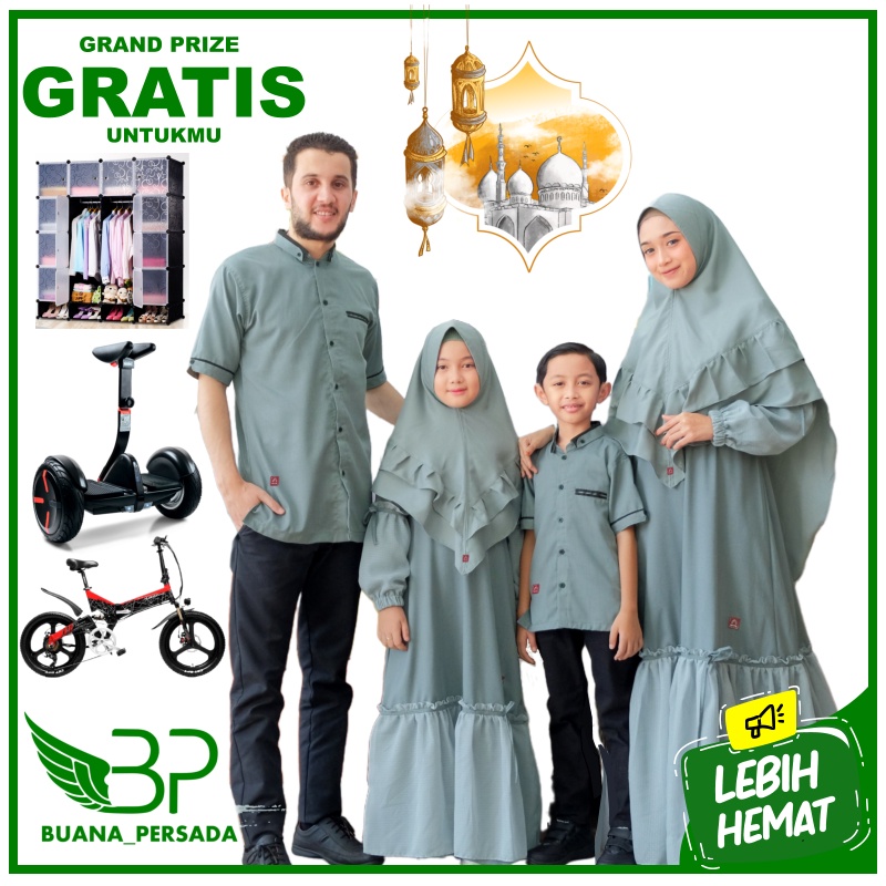 BAJU GAMIS SARIMBIT KELUARGA AYAH IBU DAN ANAK BAJU SERAGAM LEBARAN COPLE COUPLE KELUARGA MUSLIM HIJ