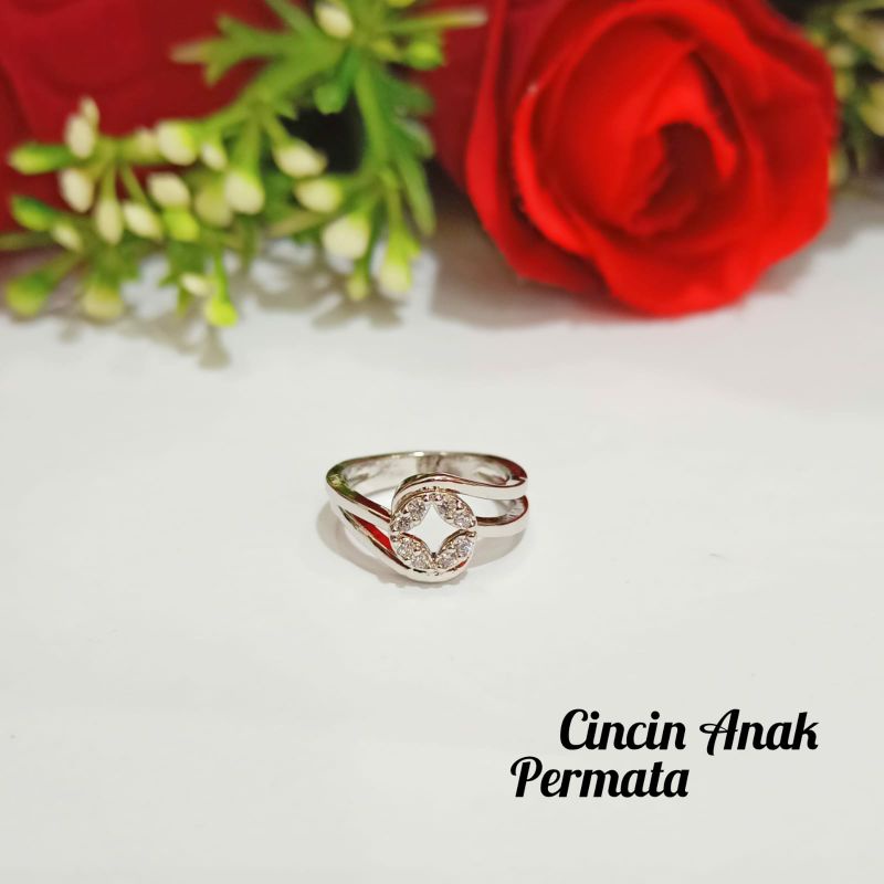 Cincin Anak Permata Zircon Silver limited edition (COD)