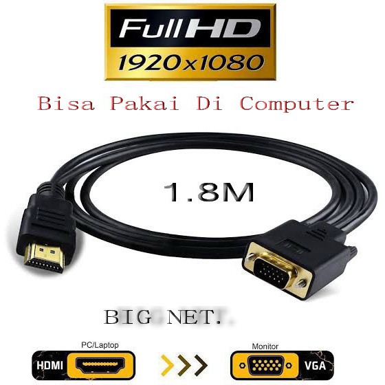 KABEL HDTV TO VGA-1.8Meter converter# CABLE HDMI TO VGA-1.8M