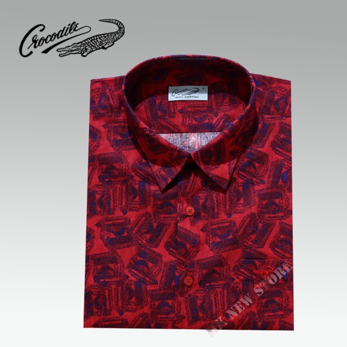 Kemeja Lengan Pendek Crocodile 728-1519 - Merah, M