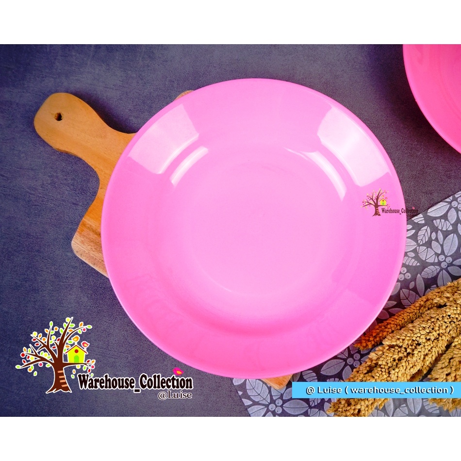 Piring Makan Plastik 22.5Cm Tebal Golden Lemon // Piring Makan Pink // Piring Plastik Polos Cantik /